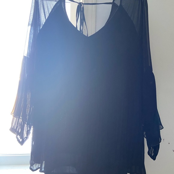 Dex Pleated Sheer Low Back Top - Picture 2 of 4